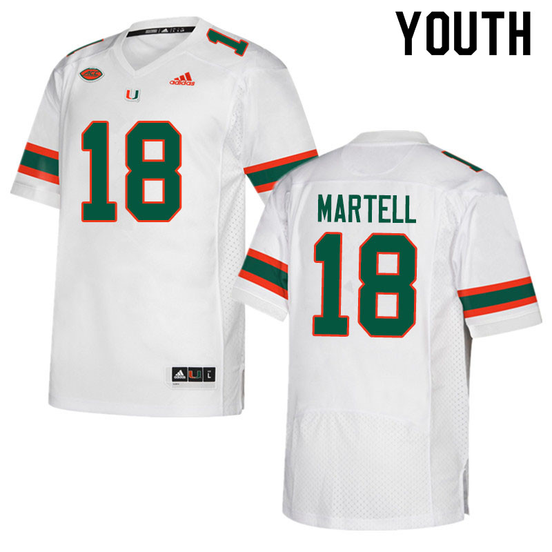 Adidas Miami Hurricanes Youth #18 Tate Martell College Football Jerseys Sale-White